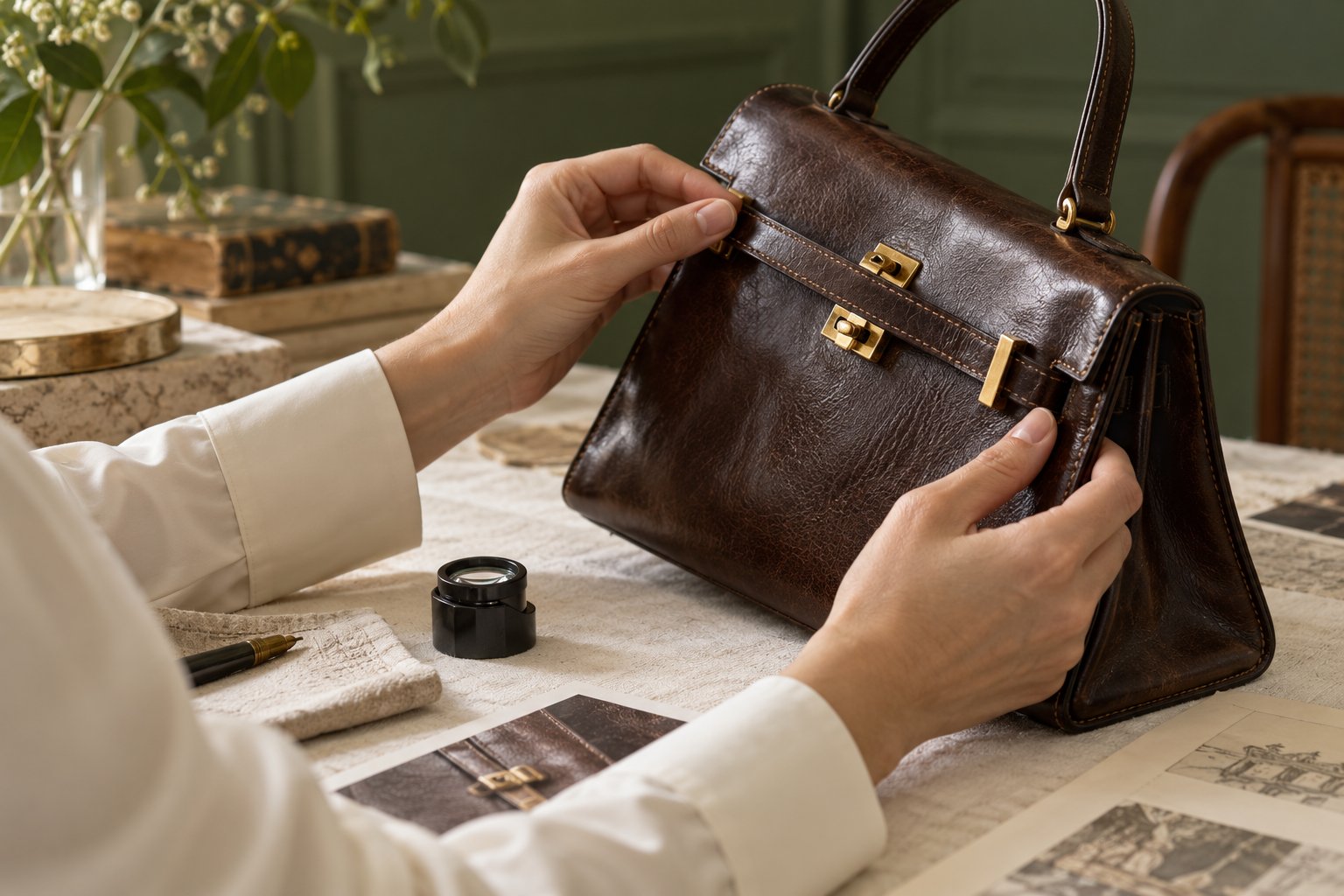 Illustration: examination of leather craftsmanship